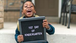 Kindergartener on first day